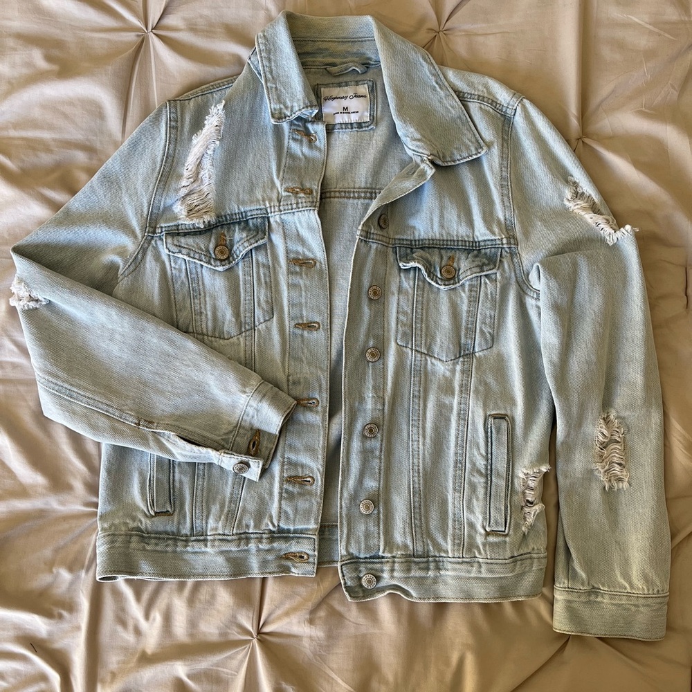Light Blue Distressed Denim Jacket